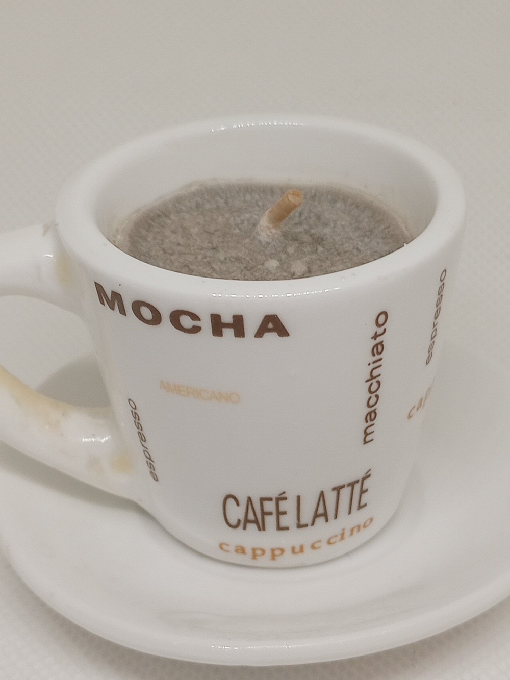 Mini Cafe Latte Mocha Decorative Espresso Cup And Saucer With Candle